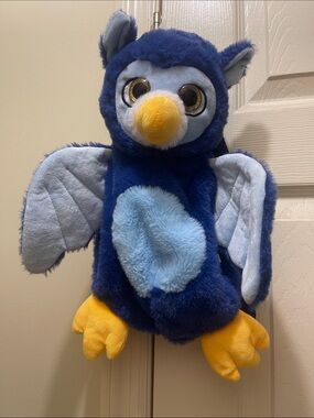 Plush Navy & Light Blue Owl Kids Critter Backpack with Yellow Beak and Feet